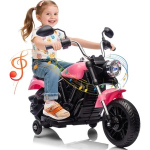 12V Kids Electric Motorcycle w/ Training Wheels, 3-Wheel Ride-on Toy, Reverse, LED Headlight, Horn & Music, 66LB Capacity - 1 of 4