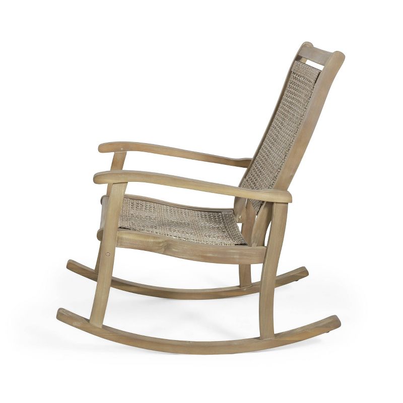 Lucas Outdoor Rustic Wicker Rocking Chair - Light Brown - Christopher Knight Home, 5 of 12