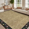 COZONY Modern Bordered Entryway Rug, Washable Non-Slip Low-Pile Runner Carpet with Floral Print for Hallway, Kitchen & Bathroom - 3 of 4