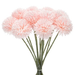 Unique Bargains Plastic Silk Durable Artificial Chrysanthemum Ball Flowers 11" - 1 of 4