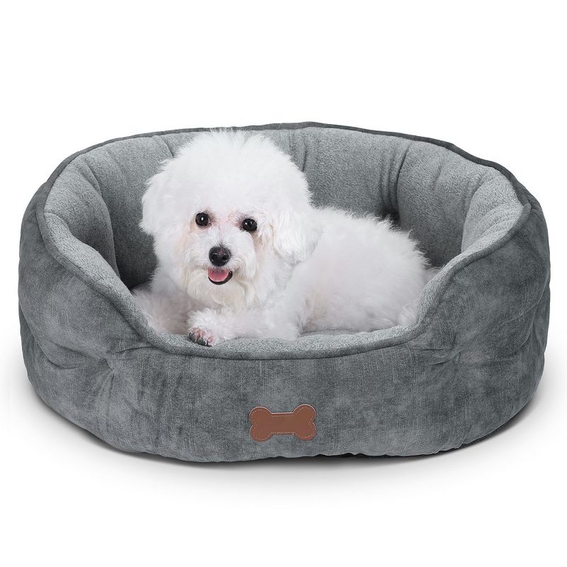 Dog Beds for Small Dogs, Round Pet Bed for Puppy and Kitten with Slip-Resistant Bottom, 2 of 8