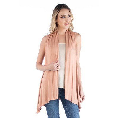 24seven Comfort Apparel Draped Open Front Cardigan Vest-nude-xl : Target