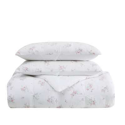 Rosebury White and Pink Cotton King Duvet Cover Set
