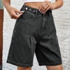 Womens Jean Shorts High Waisted Trendy Stretchy Denim Shorts Summer Casual Cutoff Loose Fit Wide Leg Long Shorts - 3 of 4