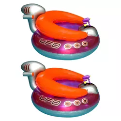 Swimline 9078 Inflatable UFO Lounge Chair Swimming Pool Float w/ Built-In Squirt Blaster and Backrest for Adults and Kids Ages 4 Years and Up (2 Pack)