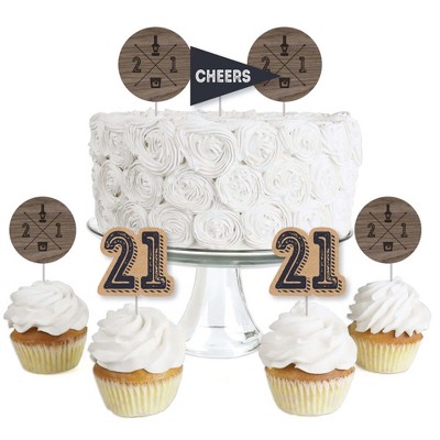 Big Dot of Happiness Finally 21 - 21st Birthday - Dessert Cupcake Toppers - 21st Birthday Party Clear Treat Picks - Set of 24