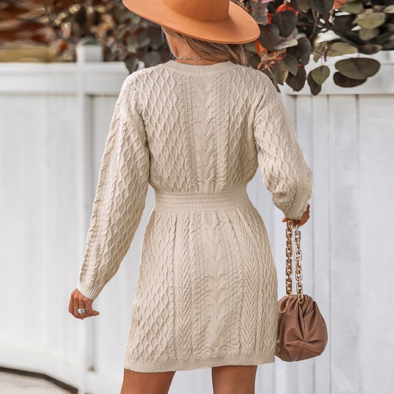 Women's Cable Knit V-Neck Sweater Dress - Cupshe, 4 of 7