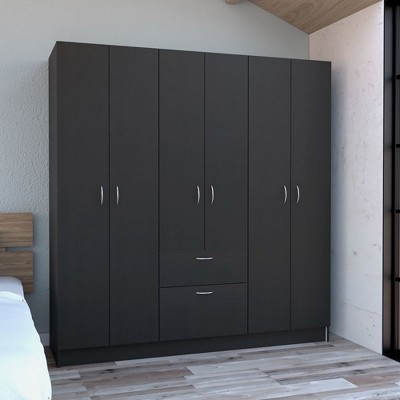 Depot E-Shop 6 Doors Armoire, One Drawer, Rod, Seven Interior Shelves
