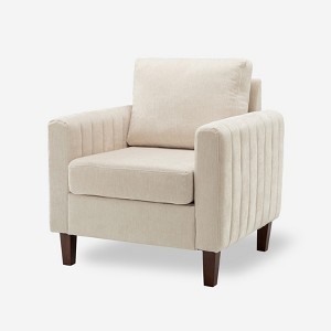 Deionides Tufted Wooden Upholstered  Comfy Club Chair for Bedroom and Living Room with Wood Legs | ARTFUL LIVING DESIGN - 1 of 4