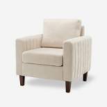 Deionides Tufted Wooden Upholstered  Comfy Club Chair for Bedroom and Living Room with Wood Legs | ARTFUL LIVING DESIGN
