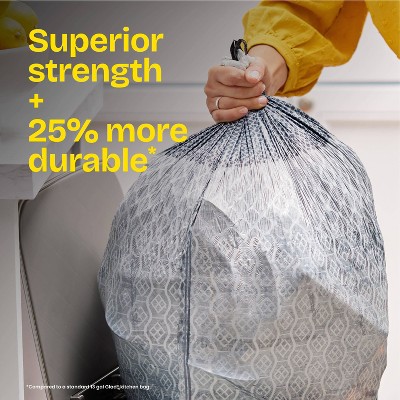 Glad ForceFlex MaxStrength Tall Kitchen Drawstring Trash Bags - Eucalyptus Mint - 13gal/45ct
