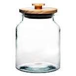 Amici Home Denali Clear Glass Canister, Food Storage Jar with Airtight Wood Lid with Handle
