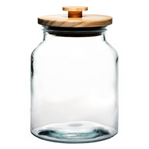 Amici Home Denali Clear Glass Canister, Food Storage Jar with Airtight Wood  Lid with Handle,Large, 96 Ounce