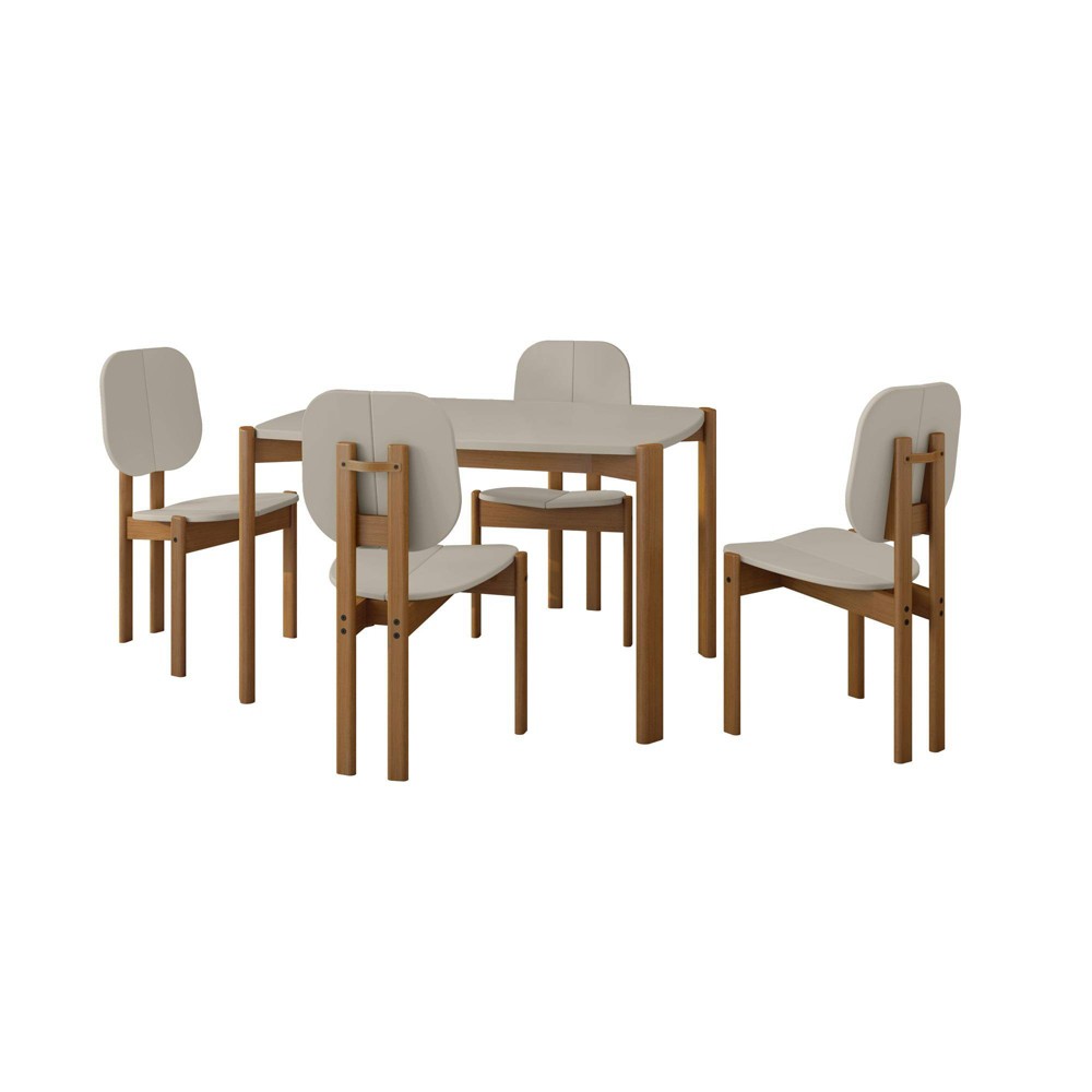 Photos - Dining Table Manhattan Comfort 5pc Gales Mid - Century Modern Dining Set Greige