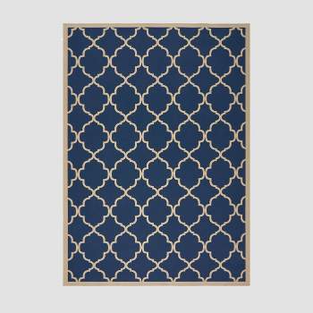 8' x 11' Joselyn Geometric Outdoor Rug Navy/Ivory - Christopher Knight Home