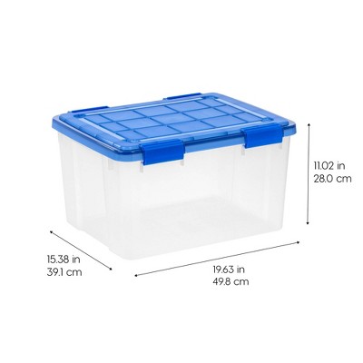 Set of 4 Clear Blue 44 Quart Stackable Storage Bins