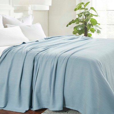 King Size Light Blue Chevron Zig-Zag Cotton Throw Blanket