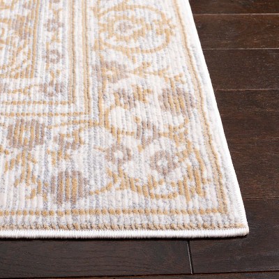 Ivory Bloom Motif Stain-Resistant Wool Area Rug