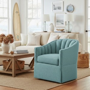 PAGED Swivel Accent Chair Modern Living Room Chairs with Vertical Channel Tufted Back and Metal Swivel Mechanism for Office - 1 of 4