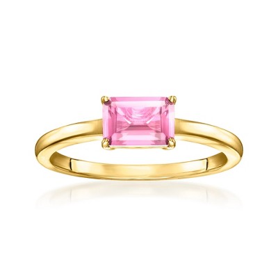 Pure Collection by Ross-Simons 1.00 Carat Emerald-Cut Lab-Grown Pink Sapphire Ring in 18kt Gold Vermeil