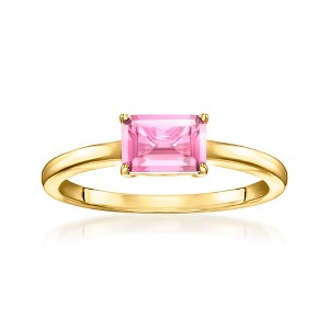 Pure Collection by Ross-Simons 1.00 Carat Emerald-Cut Lab-Grown Pink Sapphire Ring in 18kt Gold Vermeil - 1 of 4