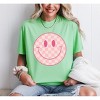 Simply Sage Market Women's Pink Checker Smiley Face Short Sleeve Garment Dyed Tee - 2 of 4