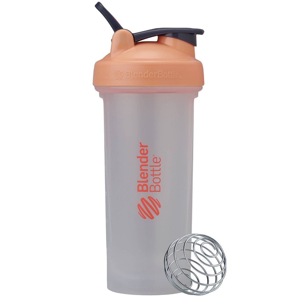 BlenderBottle 28oz Classic Shaker Bottle - Clear/Peach: Leakproof Shaker