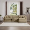 3-Seater Corduroy Sofa with Matching Ottoman, L-Shaped Sectional for Apartments & Small Rooms - 2 of 4