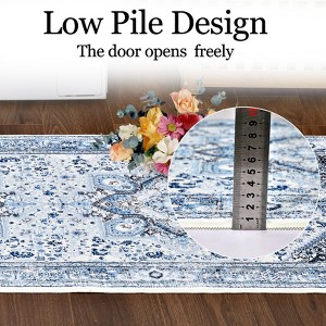 Vintage Washable Floral Area Rug: Non-Slip Distressed Oriental Carpet with Medallion – Low-Pile Accent Floor Mat for Living Room, Laundry Room - 1 of 4