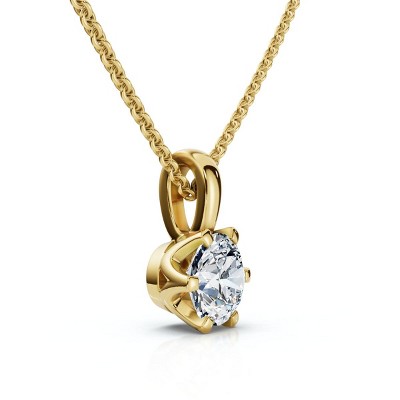 Pompeii3 1/4Ct Round Solitaire Brilliant Cut Lab Created Diamond Pendant 18" Necklace EF/VS