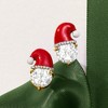 Ross-Simons 6.50 ct. t.w. White Topaz and Multicolored Enamel Santa Hat Earrings in 18kt Gold Over Sterling - 3 of 4