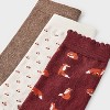 Women's Foxes Scallop Cuff 3pk Crew Socks - A New Day™ Burgundy/Brown Heather/Ivory 4-10 - 3 of 3