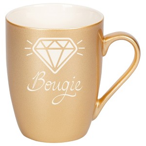 100 North Sparkling Diamond 10 Ounce Vegas Gold Metallic Finish, Comfortably Fits Your Hands, New Bone China Coffee Tea Cup Mug, Bougie - 1 of 1