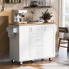 Rolling Kitchen Island with Storage, Kitchen Cart with Wood Top, Drawer and Internal Storage Rack, Kitchen Island on Wheels with Spice Rack - 2 of 4
