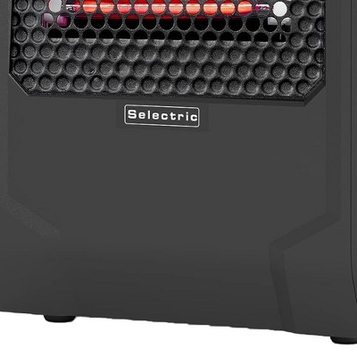 Black Compact Infrared Quartz Electric Space Heater with Digital Display and Remote Control
