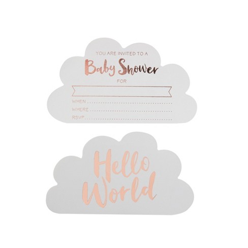 10ct Ginger Ray Rose Gold Baby Shower Invitations Hello World Target