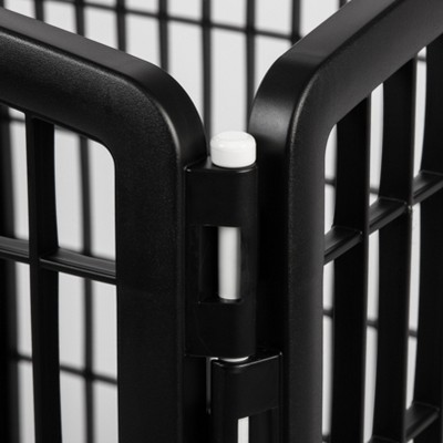 Black 8-Panel Plastic Pet Playpen for Indoor/Outdoor Use