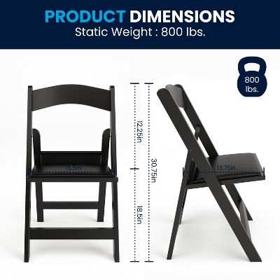 Black Resin Armless Folding Chair with Cushions - 2 Pack