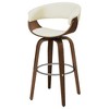 Ecru Swivel Bar Stool with Faux Leather Upholstery and Wood Legs, Ideal for Home Bars - 2 of 4