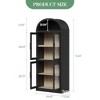 71" Tall Arched Kitchen Pantry Cabinet, Freestanding Cupboard Storage Cabinet, 5 Tier Wood Display Cabinet, Versatile Bookcase, Black Glass Door - 3 of 4