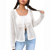 Women's Lightweight Crochet Cardigan Open Front Tie Shrug Knit Crop Top Summer Cardigan - 4 of 4