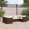 vidaXL Patio Lounge Set with Cushions Sectional Sofa Garden Backyard Poly Rattan - Brown and Cream 4x Corner + 2x Middle - 2 of 4