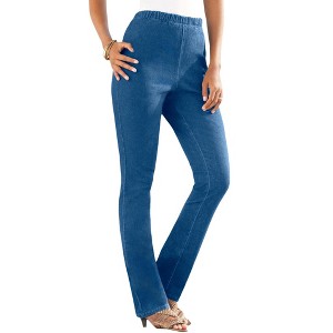 Roaman's Women's Plus Size Straight Leg Comfort Stretch Jean - 1 of 4
