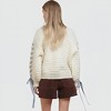 Knit & Lounge Women’s Ribbon Lace Knit Sweater Long Sleeve Textured Stitch Detail Soft Cozy Fabric Adjustable Ribbon Ties - 4 of 4