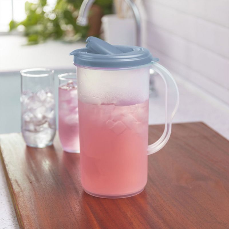 Sterilite 2 Quart, 64oz Clear Plastic Flip Top Drink Pitcher with Lid (6 Pack), 3 of 7