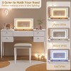 Acekool Makeup Vanity Desk with LED Mirror, 3 Lighting Modes, 4 Drawers, Matching Stool, Modern White Vanity Table Set for Bedroom - 3 of 4