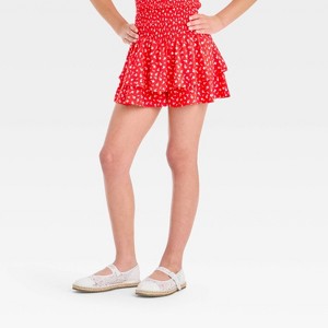 Girls' Smocked Waist Floral Tiered Skort - art class™ - 1 of 3