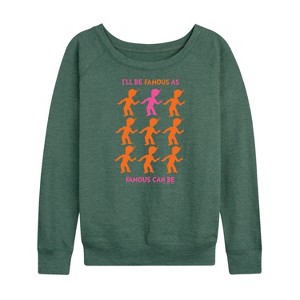 Women's - Dr. Seuss - I'll Be Famous Lightweight French Terry Wide Neck Long Sleeve Shirt - 1 of 4