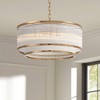 Possini Euro Design Warren 20" Modern Pendant Ceiling Light Fixture Dining Room Over Table Kitchen Island Drum 6-Light Golden Bronze Finish Glass - 2 of 4