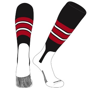 PEAR SOX OTC Baseball Softball Stirrup Socks (E, 7in) Black, Red, White - 1 of 3